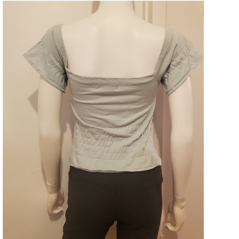 Light Blueish/Grey Ruffled Short Sleeved Top - Picture 2 of 2